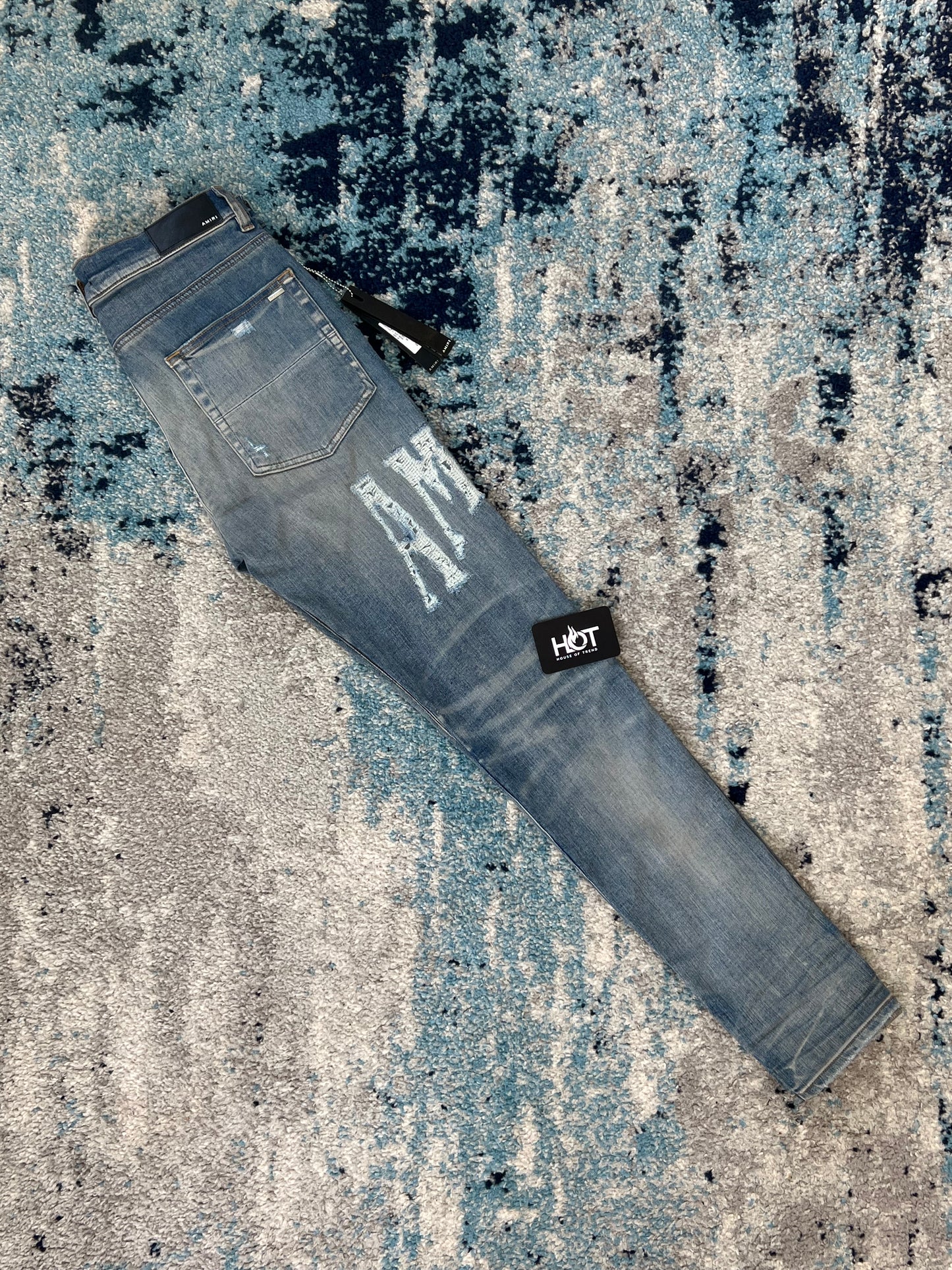 Amiri Distressed Logo jeans - Blue