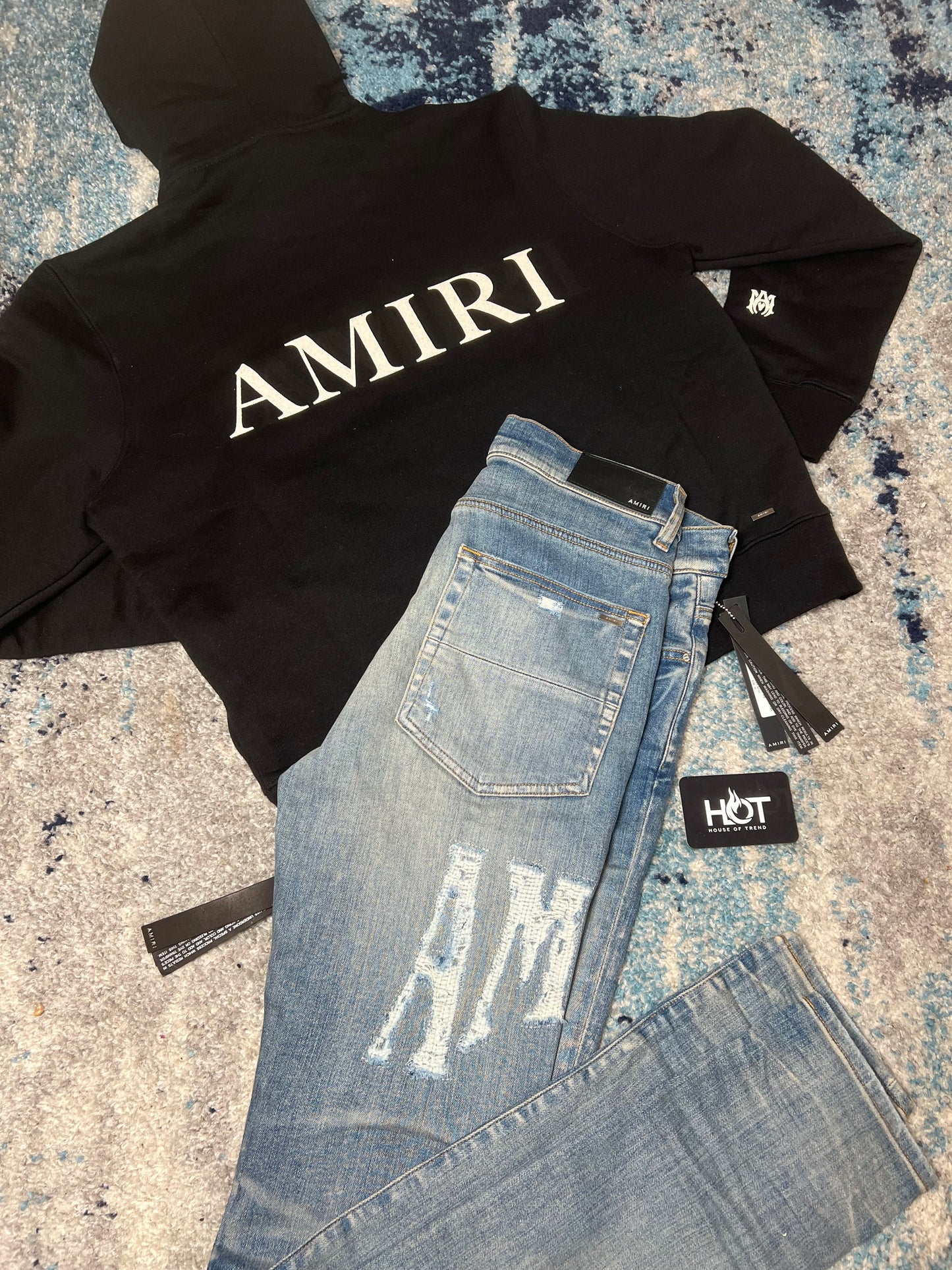 Amiri Distressed Logo jeans - Blue