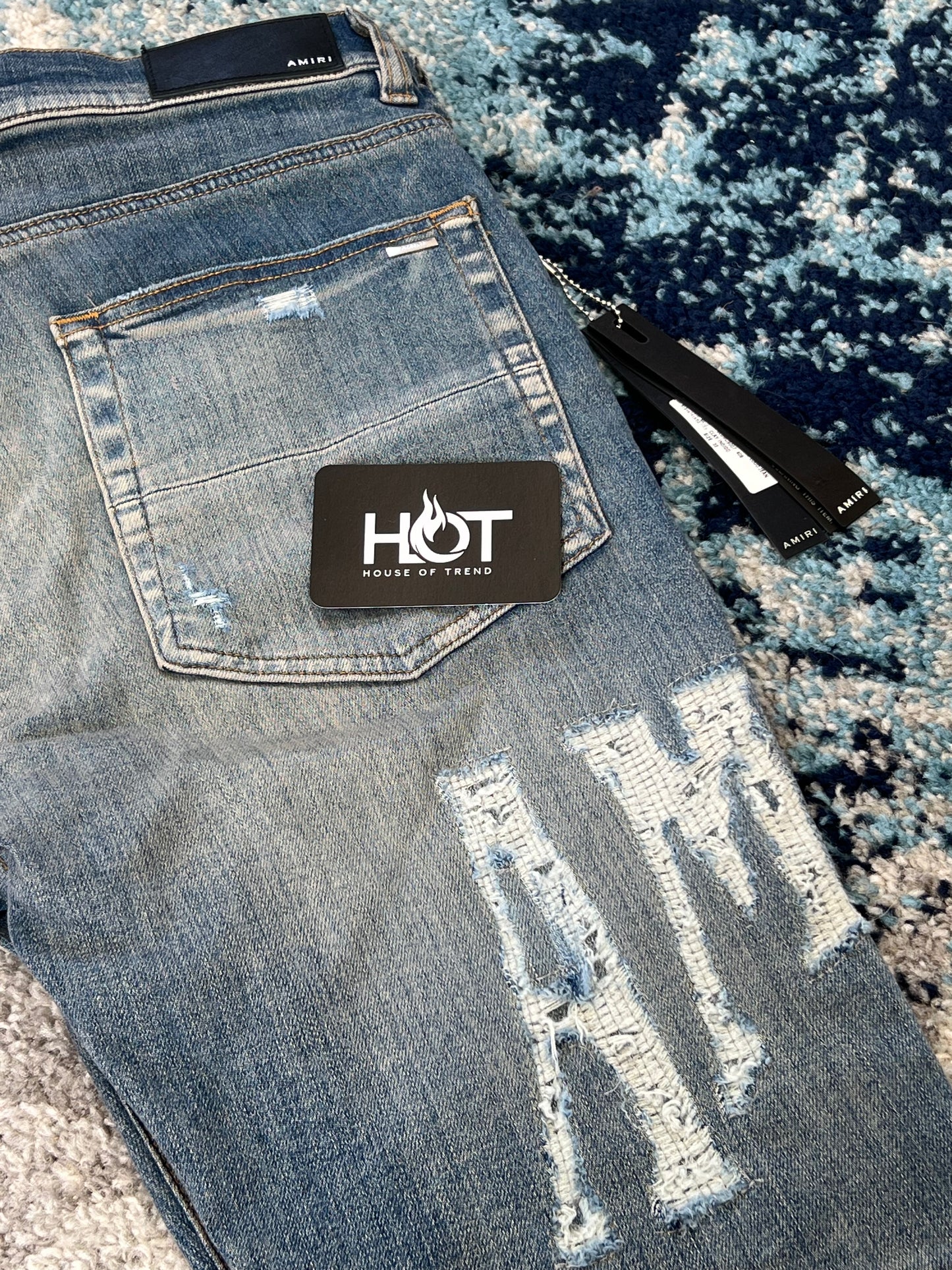 Amiri Distressed Logo jeans - Blue