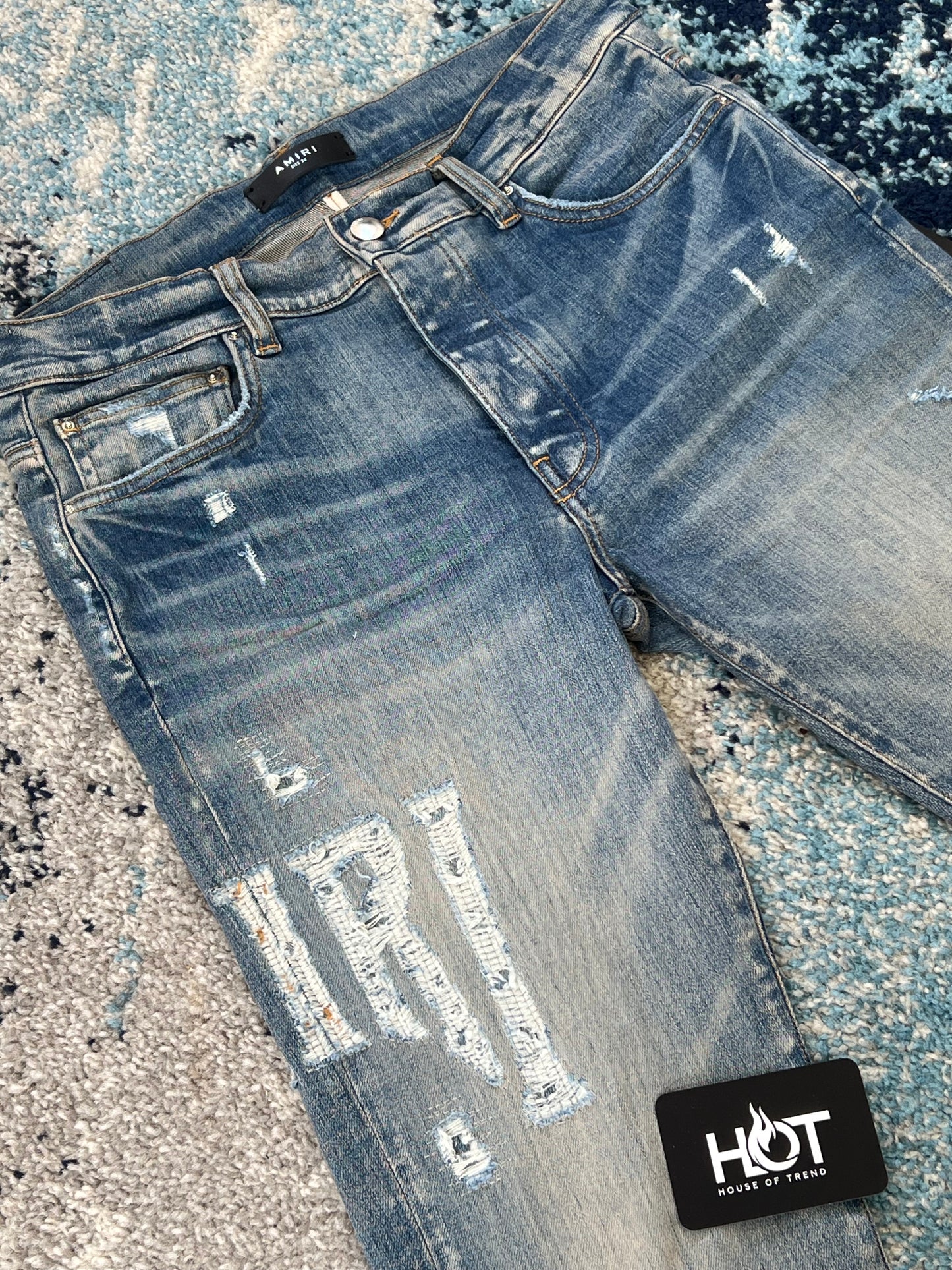 Amiri Distressed Logo jeans - Blue