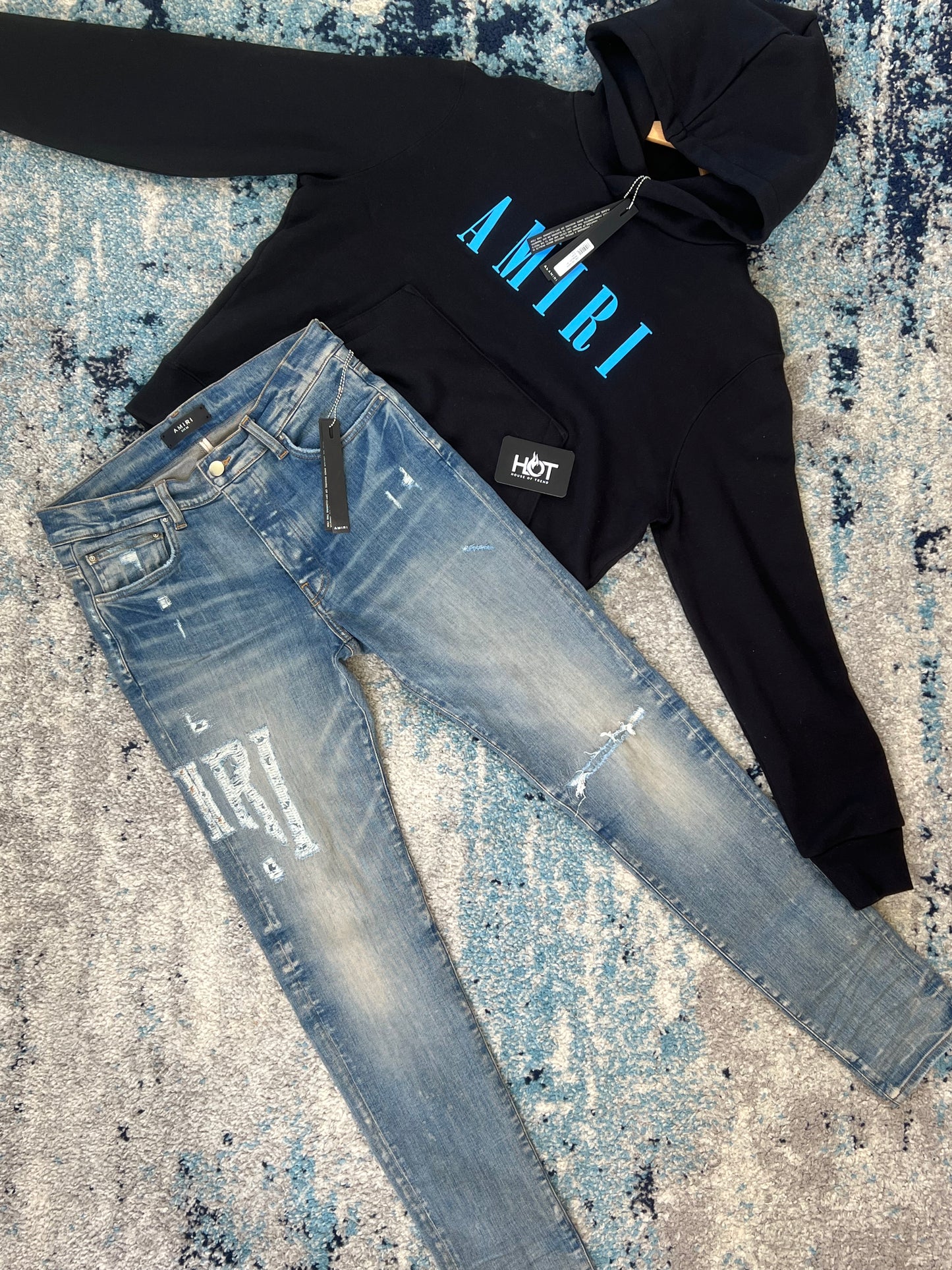Amiri Distressed Logo jeans - Blue