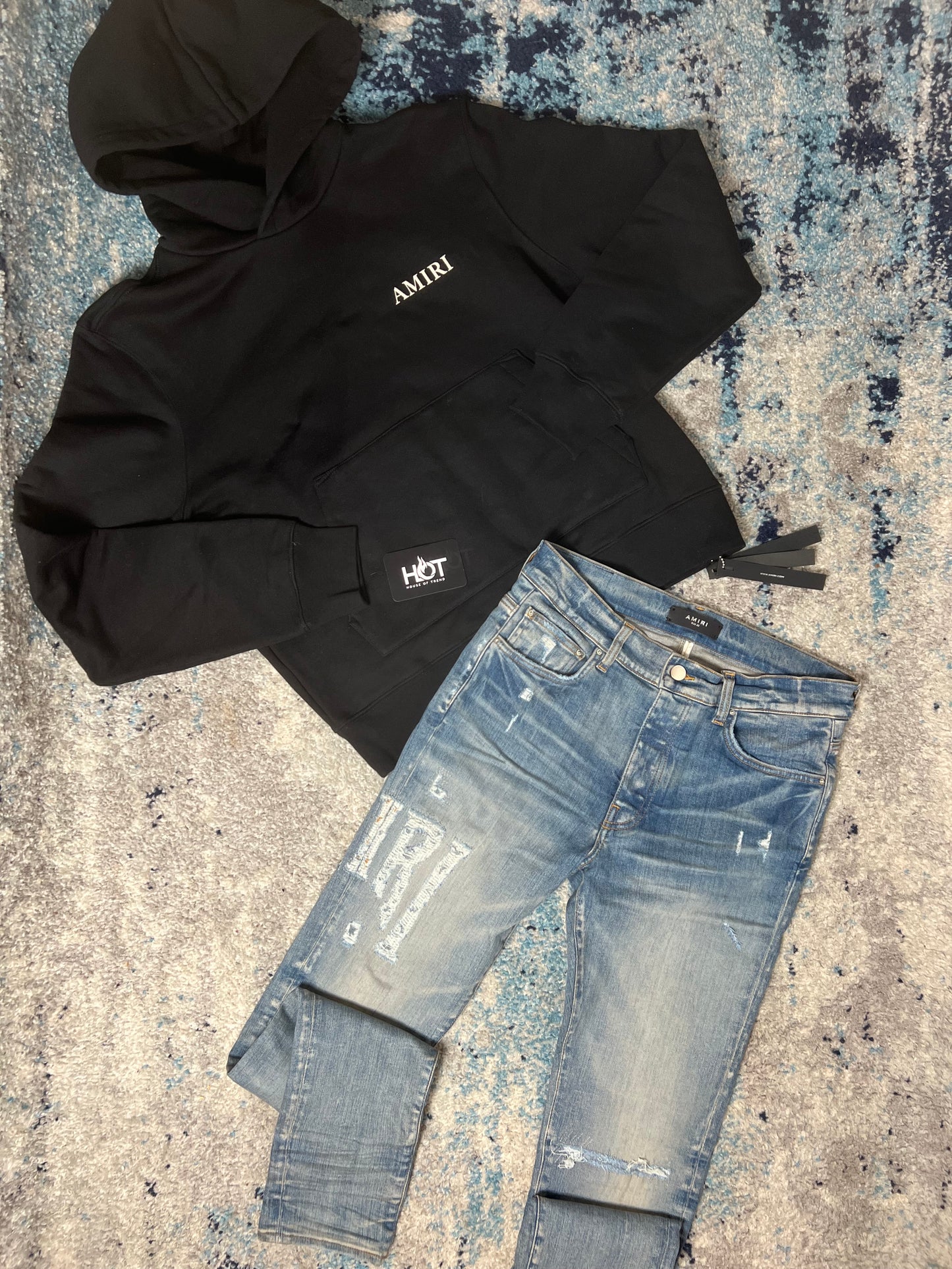 Amiri Distressed Logo jeans - Blue