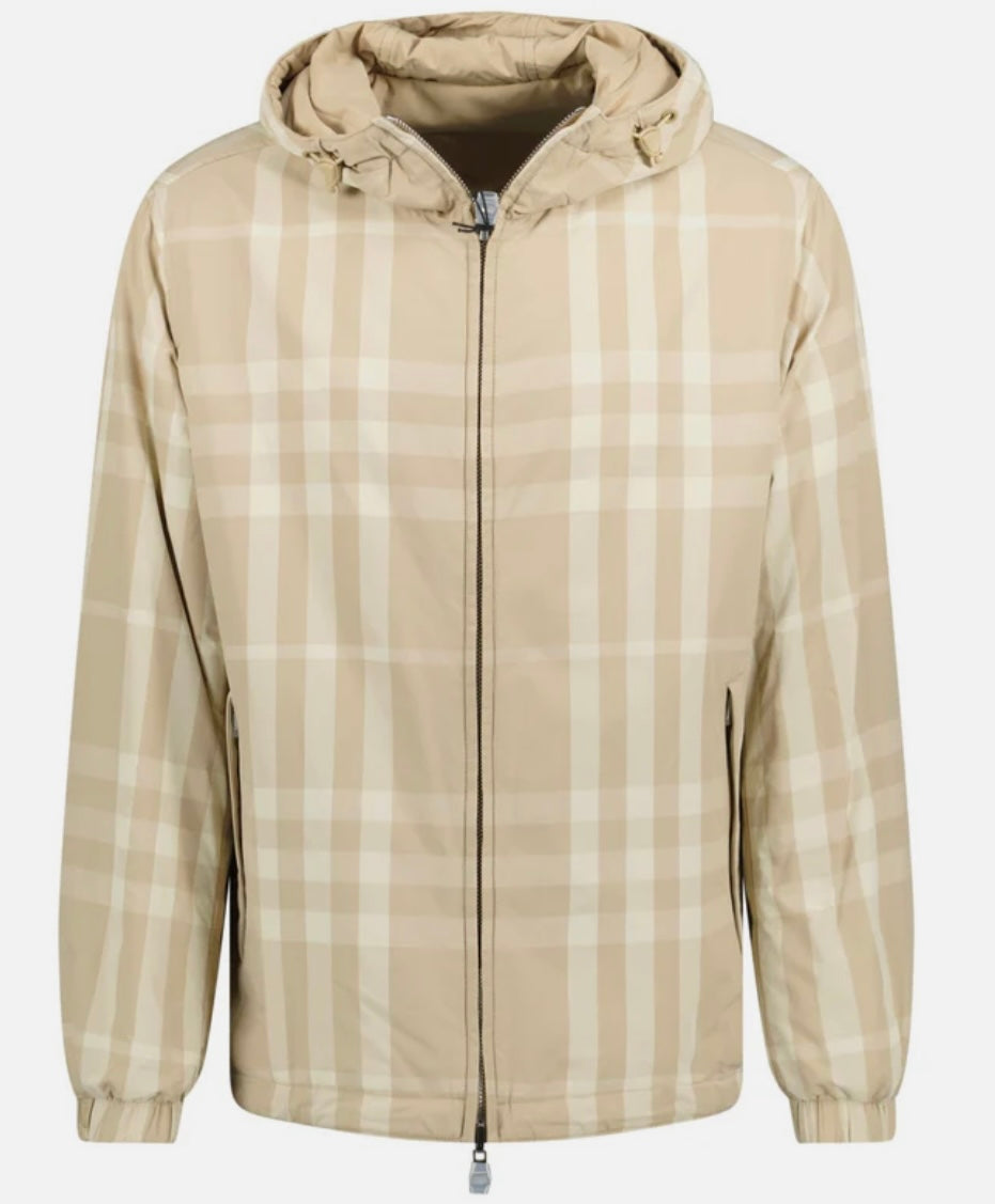 Burberry ‘Stanford’ Reversible Check Rear Logo Hooded Padded Jacket - Beige
