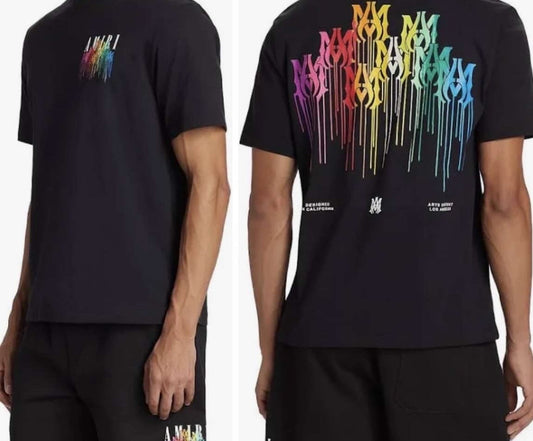 Amiri T-shirt paint drip core Logo - Black