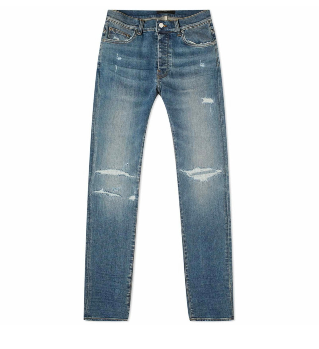 Amiri aged indigo fractured distressed jeans