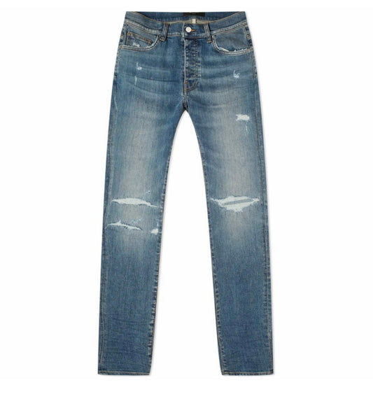 Amiri aged indigo fractured distressed jeans