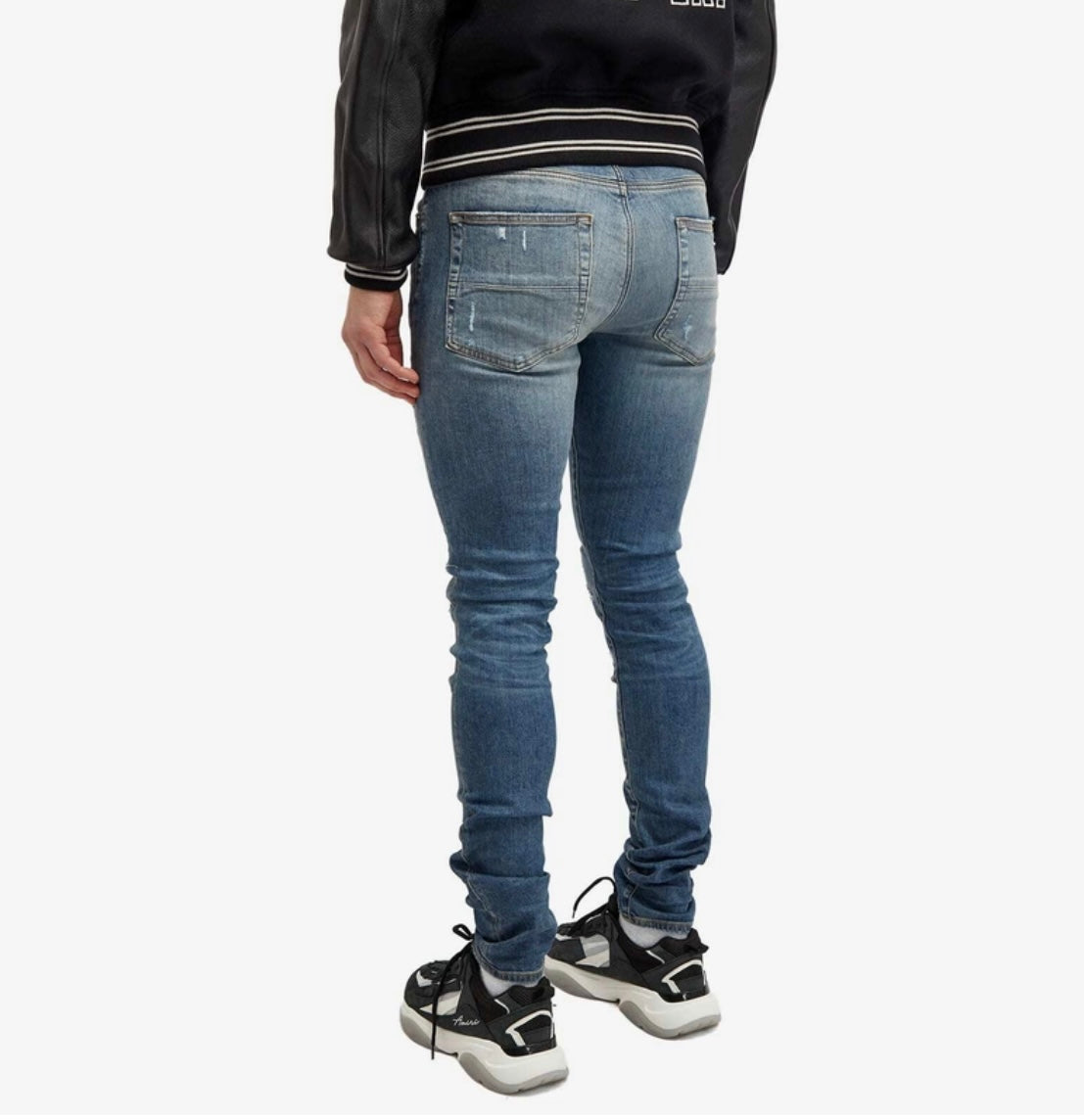 Amiri aged indigo fractured distressed jeans