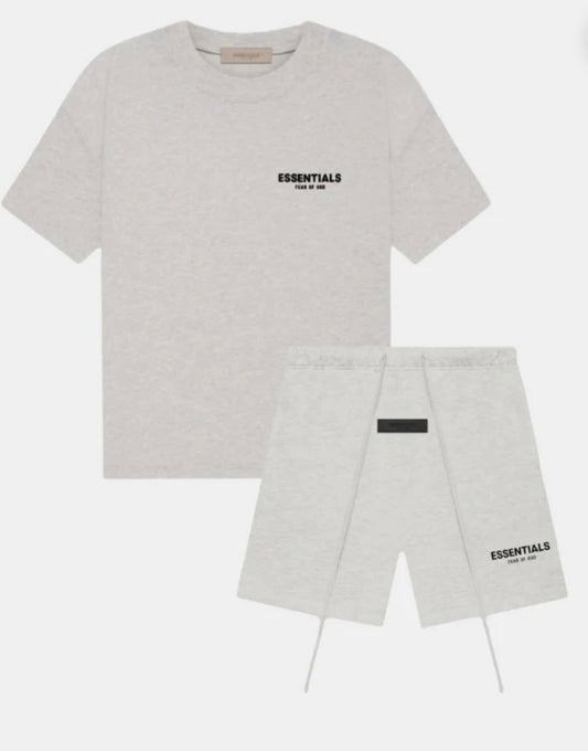 Fear Of God Essentials Short Set - Light Heather Oatmeal Grey - XL