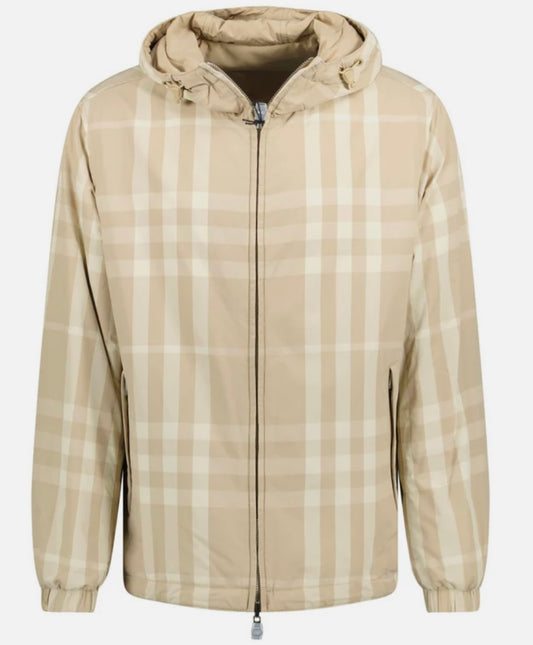 Burberry ‘Stanford’ Reversible Check Rear Logo Hooded Padded Jacket - Beige